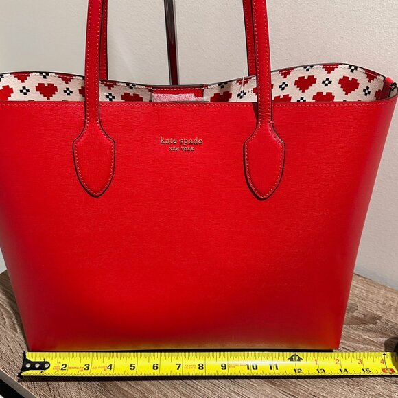 Kate Spade Cherry Rouge Bleecker Pixel Hearts Large Tote KJ897 NWT - Picture 15 of 16